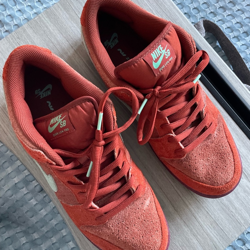 SOLD! Nike SB Red Low-Top Skate Sneakers with Mint Accents Men’s Size 13